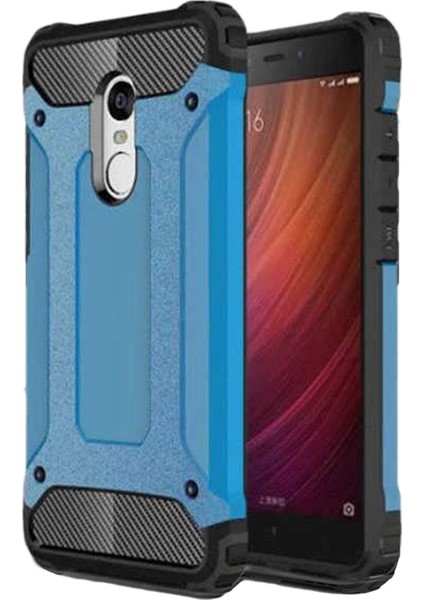Xiaomi Redmi Note 4X Kapak Çift Katmanlı Zırh Tank Kılıf Mavi
