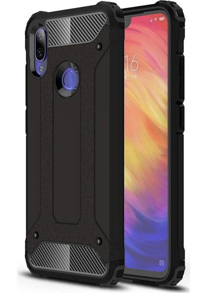 Xiaomi Redmi Note 7 Kapak Çift Katmanlı Zırh Tank Kılıf Siyah