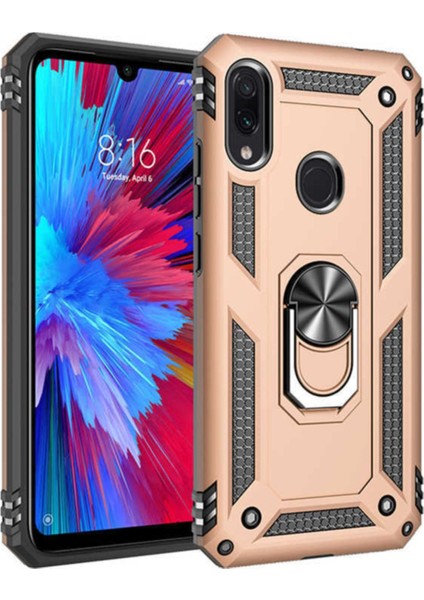 Xiaomi Redmi Note 7 Kapak Military Yüzüklü Stantlı Panzer Tank Kılıf Gold