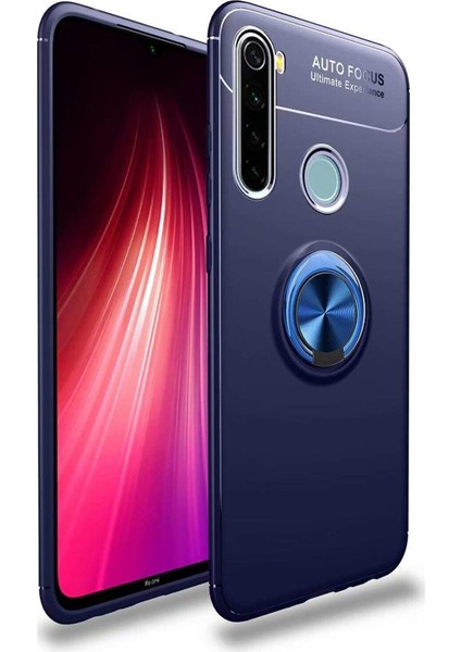 Xiaomi Redmi Note 8 Kılıf Renkli Yüzüklü Manyetik Silikon Kapak Mavi