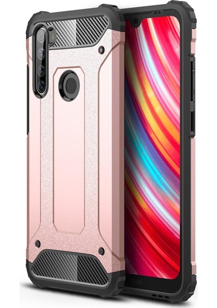 Xiaomi Redmi Note 8t Kapak Çift Katmanlı Zırh Tank Kılıf Rose Gold