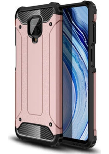 Xiaomi Redmi Note 9 Kapak Çift Katmanlı Zırh Tank Kılıf Rose Gold