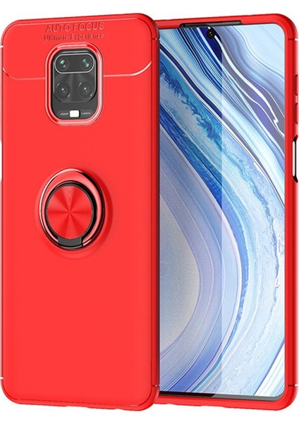 Xiaomi Redmi Note 9S Kılıf Renkli Yüzüklü Manyetik Silikon Kapak Kırmızı