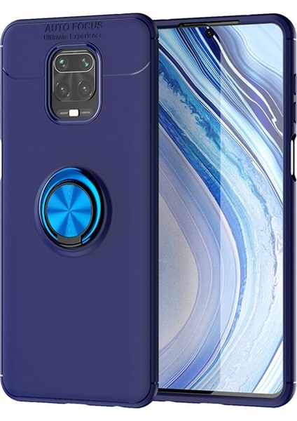 Xiaomi Redmi Note 9S Kılıf Renkli Yüzüklü Manyetik Silikon Kapak Mavi