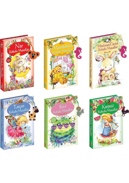 Ilkokul Çocuklar Için Kokulu Masallar 6 Kitap Set (Nar, Mandalina, Hindistan Cevizi, Tarçın, Kivi, Karpuz Kokulu Masallar)