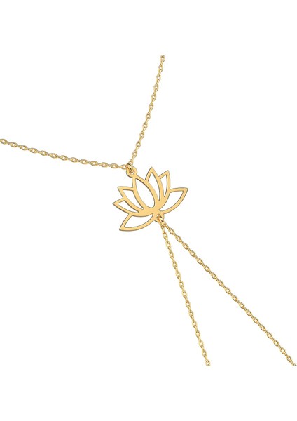 Sade Lotus Çiçeği Altın Kaplama Gümüş Şahmeran