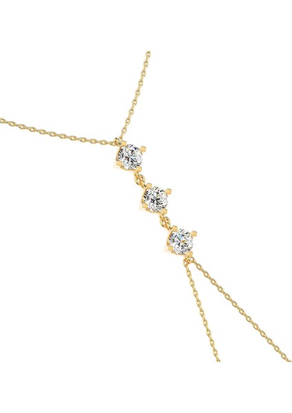 Üç Taşlı Tria Altın Kaplama Gümüş Şahmeran