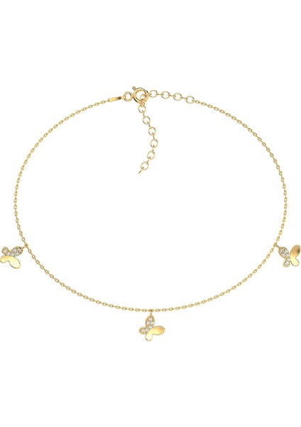Sallanan Kelebekler Altın Kaplama Gümüş Bileklik
