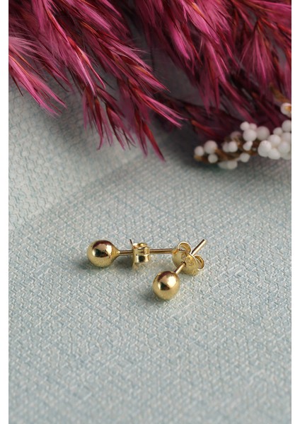 14 Ayar Sade Top Küpe modelleri