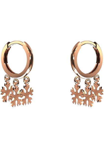 Kar Tanesi Üçlü Sallantılı Rose Gümüş Küpe