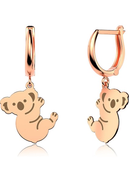 Sade Koala Rose Gümüş Küpe