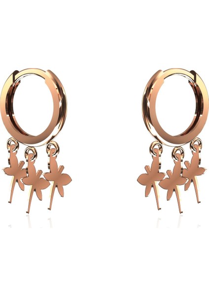 Yusufçuk Üçlü Sallantılı Rose Gümüş Küpe