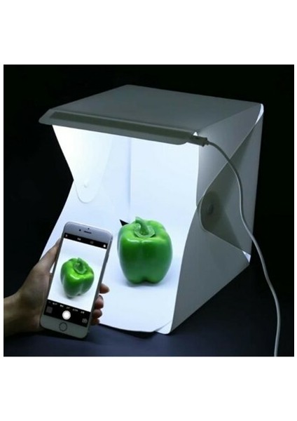 Ürün Çekim Çadırı Mini Fon Fotoğraf Stüdyosu Ledli Işık Perdesi 23X24 cm