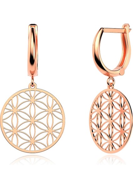 Yaşam Çiçeği Rose Gümüş Küpe