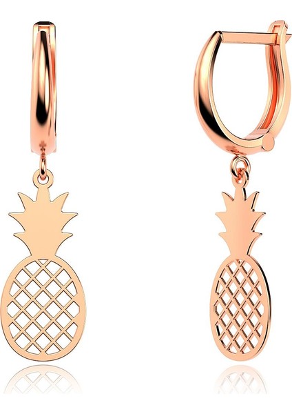 Sade Ananas Rose Gümüş Küpe