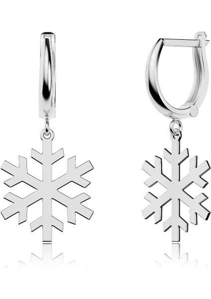 Sade Kar Tanesi Beyaz Gümüş Küpe