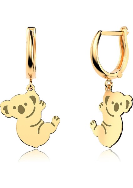 Sade Koala Altın Kaplama Gümüş Küpe