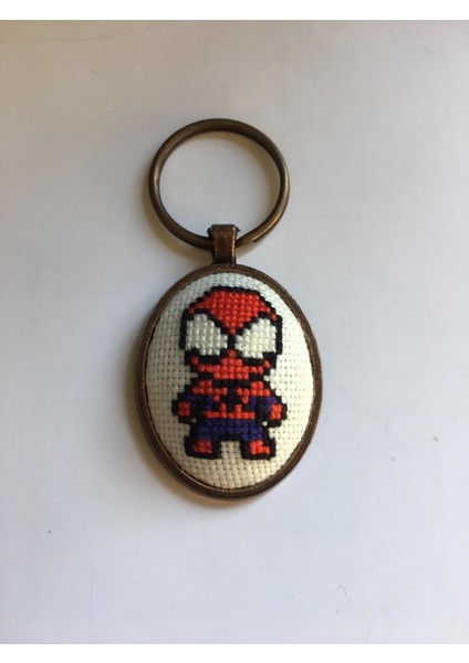 Spiderman İşlemeli Kolye - Anahtarlık