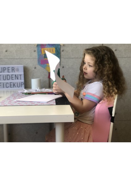 Uzaktan Eğitim Çocuk Çalışma Masası Sandalyesi Visco Bel Yastığı - Pembe Pinguuu