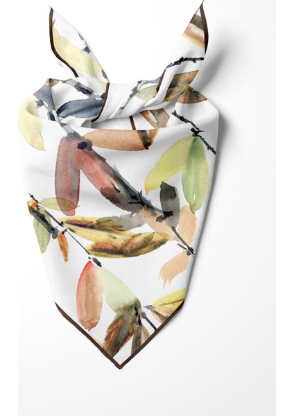 Kadın Yaprak Desenli Bandana 50X50 Yeşik Kahvereng fiyatları