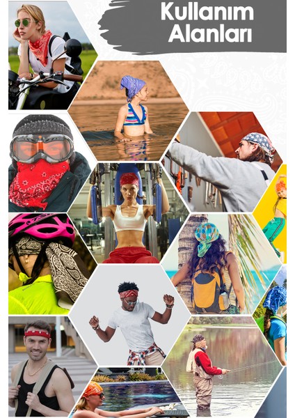 Kadın Patchwork Desenli Bandana 50X50 Yeşil Sarı D indirimleri