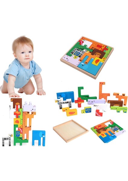 Woodylife Ahşap Yapboz Puzzle Çocuk Oyuncak Denge Tetrisi Oyunu Çocuk Oyuncak