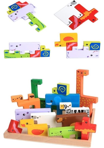 Woodylife Ahşap Yapboz Puzzle Çocuk Oyuncak Denge Tetrisi Oyunu Çocuk Oyuncak
