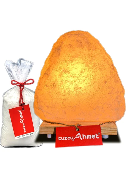 Tuzcu Ahmet Beyaz Tuzdan Yapılmış 7-8 kg Tuz Lambası Kaya Tuzu Hediyeli