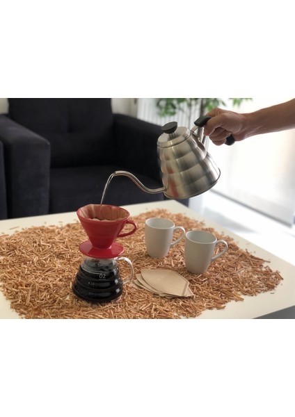 Black Goat V60 02 Dripper Ceramic (Red) - Seramik Kahve Demleme V60 02 (Kırmızı)