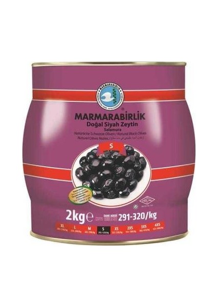 S Hususi Yağlı Sele Siyah Zeytin 291-320 2 kg Teneke