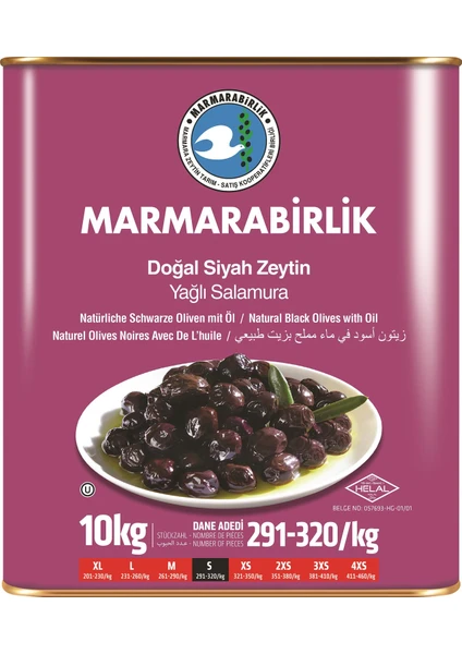 S Hususi Yağlı Sele Siyah Zeytin 291-320 10 kg Teneke