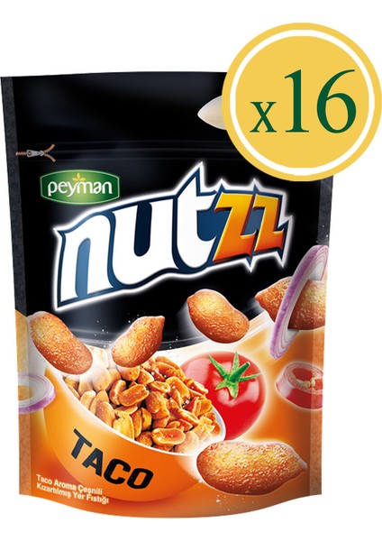 Nutzz Taco Çeşnili Kızartılmış Yer Fıstığı 130 gr x 16 Adet