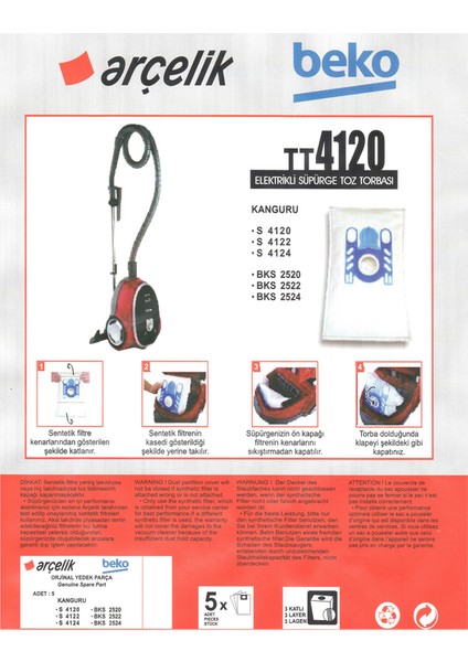 Beko Tt 4120 Süpürge Toz Torbası