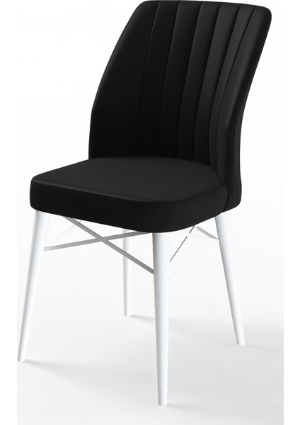 Concept Eva Serisi Mdf Beyaz Mermer Desenli Açılabilir Mutfak Masa Takımı/beyaz Mermer Desenli Masa + 8 Adet Sandalye