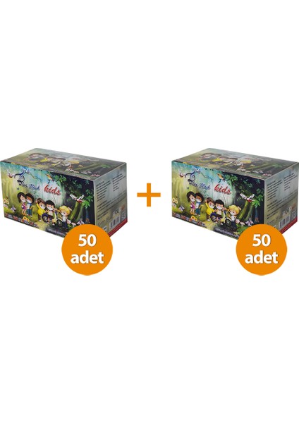 2 Kutu Desenli Grafity Cerrahi Maske Meltblown Filtreli 100 Adet