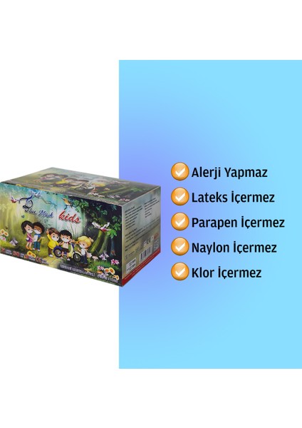 2 Kutu Desenli Grafity Cerrahi Maske Meltblown Filtreli 100 Adet