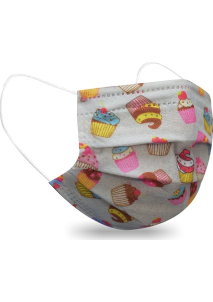 4 Kutu Desenli Cupcake Cerrahi Maske Meltblown Filtreli 200 Adet fiyatları