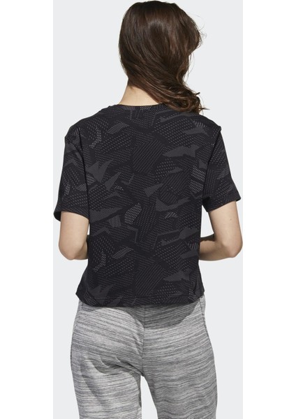 Essentials Allover Print Kadın Siyah Tişört GE1137 modelleri