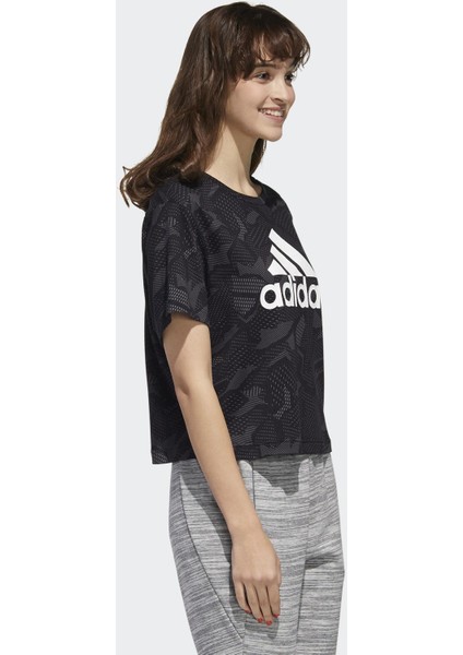 Essentials Allover Print Kadın Siyah Tişört GE1137 fırsatları
