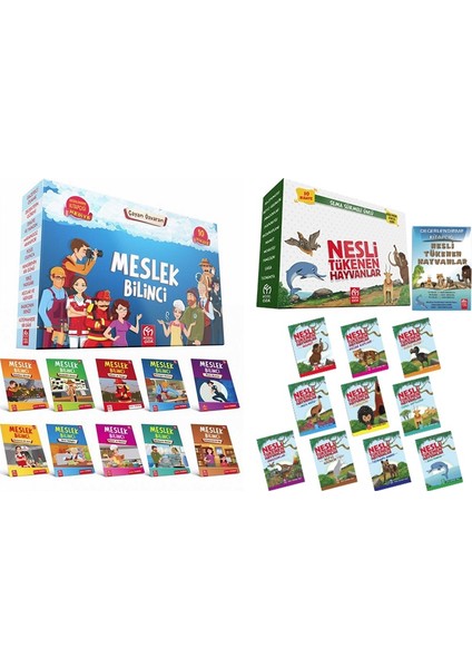 Yayınevi Nesli Tükenen Hayvanlar (10 Kitap) + Meslek Bilinci (10 Kitap) 2'li Hikaye Seti