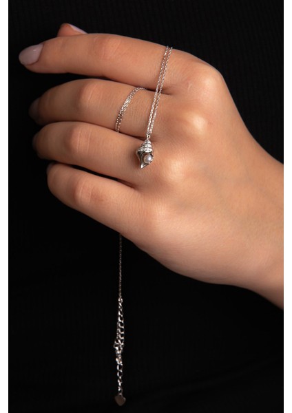 Deniz Kabuklu Beyaz Altın Kaplama Kadın Gümüş Kolye 925 Ayar fırsatları