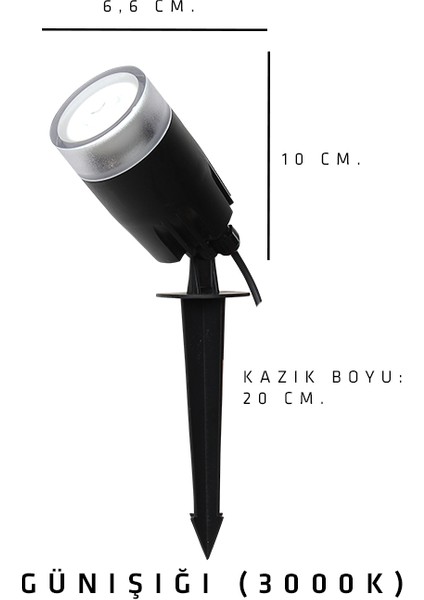 Çim Bahçe Duvar Aydınlatma Armatürü Zita Kazıklı ve Rozanslı Çim Spot + Ampul Dahil (5 Renk) modelleri