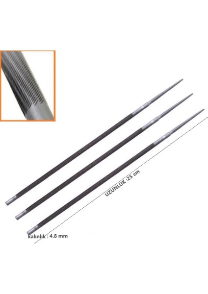 Motorlu Testere Eğe 3/16 3/25 Ayak Için 3 Lü Set
