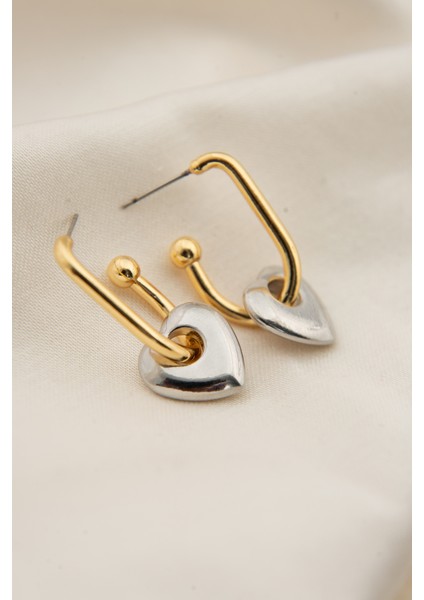 Kadın Kalp Detaylı Halka ve Kanca Model Küpe fiyatları