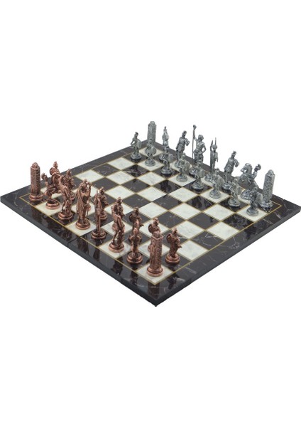 Gifthome Metal Satranç Takımı / Seti; Battal,yunan,antik, Kat.mermer Desenli Satranç Tahtası fiyatları
