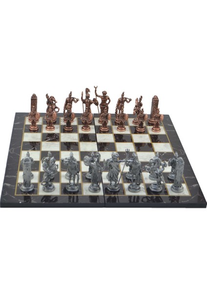 Gifthome Metal Satranç Takımı / Seti; Battal,yunan,antik, Kat.mermer Desenli Satranç Tahtası modelleri
