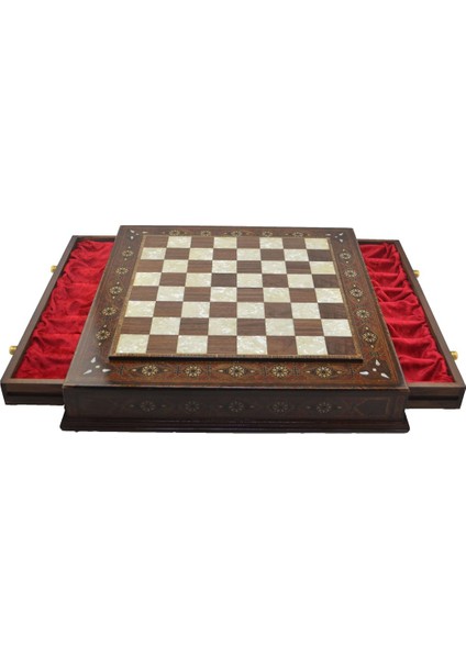 Gifthome Metal Satranç Takımı/seti;battal,yunan,antik,sedefli,k.ceviz ,çekm. Satranç Tahtası indirimleri