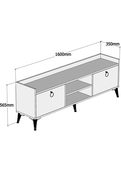 Altın Kulplu Modern Ayaklı Tv Sehpası Beyaz-Gri fırsatları