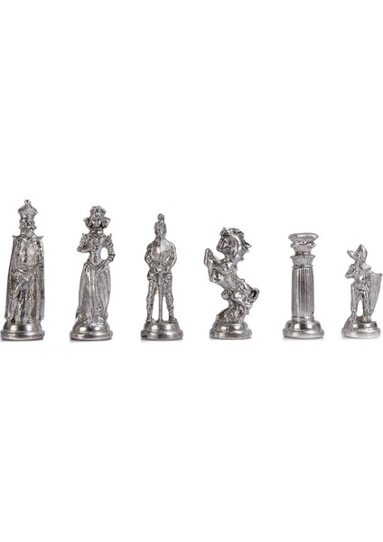 Gifthome Metal Satranç Takımı/seti;battal,ingiliz,parlak,sedefli,gül, Düz Masif Satranç Tahtası