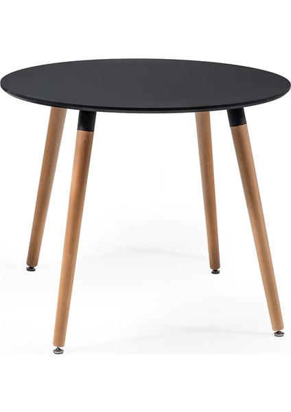 Eames Yuvarlak Siyah Masa 90X90